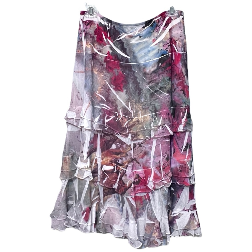 Look Y2k Sublimation Tiered Skirt Ruffle Medium Multicolor Watercolor Fairy